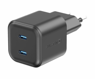 Swissten síťový adaptér gan 2x usb-c 20w power delivery č...