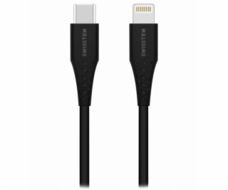 Swissten nabíjecí kabel usb-c / lightning 0,4 m černý