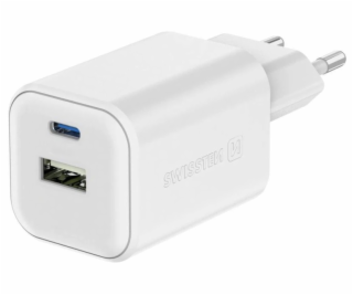 Swissten síťový adaptér gan 1x usb-c 45w pd + 1x usb-a 18...