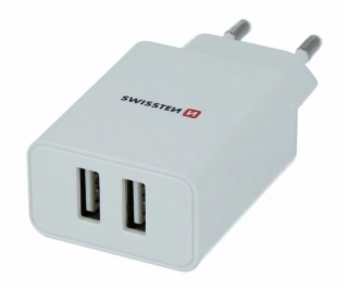 Swissten síťový adaptér smart ic 2x usb 2,1a power bílý (...