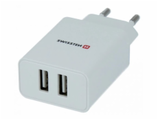 Swissten síťový adaptér smart ic 2x usb 2,1a power bílý (samoprodavač)