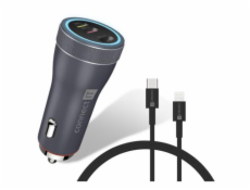 CONNECT IT InCarz DUPLEX nabíječka do auta, 2x USB-C, 1x Lightning, ANTRACITOVÁ