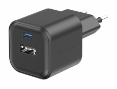 Swissten síťový adaptér gan 1x usb-c 20w pd + 1x usb-a 18w qc černý