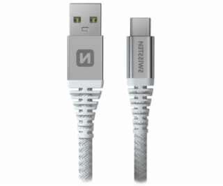Swissten datový kabel kevlar usb / usb-c 1,5 m bílý