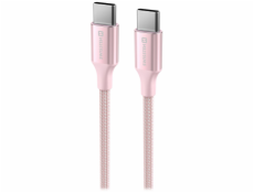 Swissten datový kabeltextile ii usb-c / usb-c 1,5 m růžový