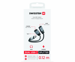 SWISSTEN NABÍJECÍ AUDIO ADAPTÉR TEXTILE USB-C (samec) / 2...