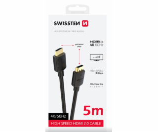 Swissten kabel hdmi na hdmi 4k 60hz 5,0 m pvc