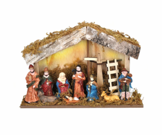 Solight LED dřevěný betlém podsvícený, 26x17cm, 6x LED, 2...