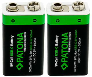 PATONA nabíjecí baterie 6F22/LR22 Li-lon 400mAh 9V s USB-...