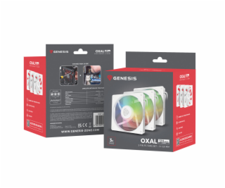 Ventilátor Genesis OXAL 120 ARGB, 3-Pack, Bílý