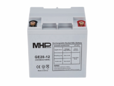 MHPower GE28-12 Gelový akumulátor 12V/28Ah, Terminál T2 - M6, Deep Cycle