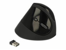 Delock Ergonomic - Vertikální myš - ergonomický - pravák - optický - 6 tlačítka - bezdrátový - 2.4 GHz - bezdrátový přijímač USB - černá - maloobchod