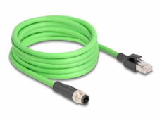 Delock - Síťový kabel - 4 piny M12-D (M) do RJ-45 (M) - 5 m - 6.5 mm - SF/UTP - provedení bez hrbolků - zelená