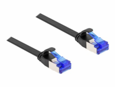 Delock - Patch kabel - RJ-45 (M) do RJ-45 (M) - 25 cm - U/FTP - CAT 6a - provedení bez hrbolků, plochý - černá