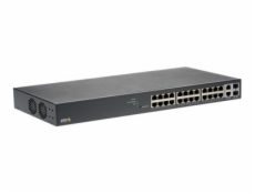 Axis T8524 PoE+ Network Switch - Přepínač - řízený - 24 x 10/100/1000 (PoE+) + 2 x combo Gigabit SFP (uplink) - desktop, Lze montovat do rozvaděče - PoE+ (370 W) - pro AXIS A1610, C1410, D3110, M3067,