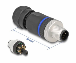 Delock - Konektor k napájení - 8pinový M12-A (M) - 30 V -...