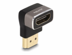 Delock - Vysoká rychlost - adaptér HDMI s ethernetem - HDMI s piny (male) do HDMI se zdířkami (female) zahnutý nahoru - černá/šedá - podpora 8K60Hz (7680 x 4320)