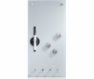 Zeller Skleněná tabule s háčky, 20x40cm, bílá