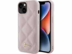 Guess Guess GUHCP15SPSQSQSP iPhone 15 6.1 růžové pevné pouzdro prošívané kovové logo
