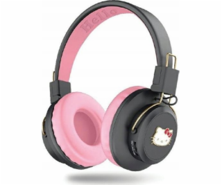 Sluchátka Hello Kitty s kovovým logem kulatého tvaru růžová