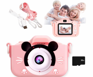 DIGITÁLNÍ FOTOAPARÁT PRO DĚTI MILK RŮŽOVÁ MYŠ + HRY
