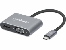 AV adaptér Manhattan Manhattan Hub adaptér USB-C 3.2 na 4K HDMI VGA USB-A USB-C PD 87W
