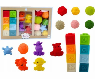 LeanToys měkké vzdělávací bloky do vany 20 kusů tvarů zvířat