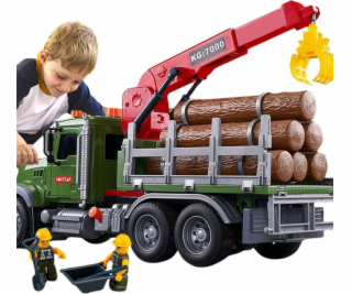 Náklaďák LeanToys s Jeřábem Přeprava dřeva Zvuky světel
