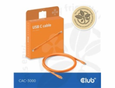 Club3D Kabel USB-C 4.0, 20Gbps, 4K60Hz, PD 240W, 2m, oranžová