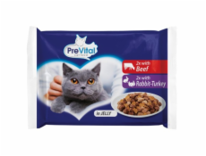 PREVITAL Beef and turkey in gravy - mokré krmivo pro kočky - 4 x 100g