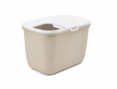 SAVIC HOP Kávová s Bílým Víkem – kočičí toaleta – 58,5x39x39,5 cm – 1 ks