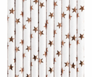 Papírové brčka, světle růžové zlato 19,5 cm 10 ks