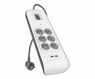Belkin Surge Prot.Strip 6 outlet 2xUSB-A, 2m Cable BSV604...