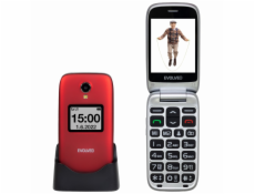 EVOLVEO EasyPhone FS, vyklápěcí mobilní telefon 2.8  pro seniory s nabíjecím stojánkem (červená barv