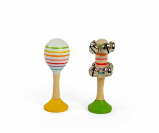 Bigjigs Toys Sada Rumba koule žlutá a rolničky zelené