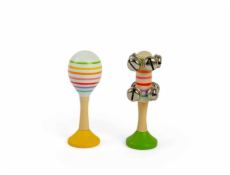 Bigjigs Toys Sada Rumba koule žlutá a rolničky zelené