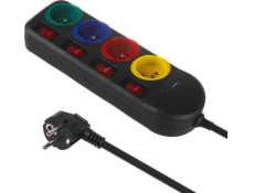 Maclean Prodlužovací kabel 1,5m 250VAC 10A 4 zásuvky MCE508 B Port USB-C Rychlé nabíjení 2.0 IP20