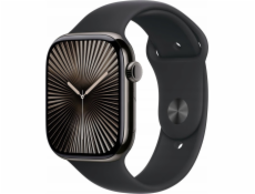Apple Watch Series 10 GPS + Cellular, 46mm břidlicové titanové pouzdro s černým sportovním páskem – velikost S/M