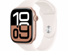 Apple Watch Series 10 GPS, 42mm růžové zlaté hliníkové pouzdro s měkkým růžovým sportovním páskem – velikost S/M