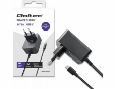 Qoltec Super FAST PD nabíječka pro Raspberry PI 4 | USB-C | 15W | 5V | 3A | Černý