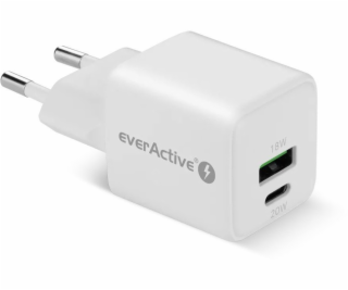 everActive GaN nástěnná nabíječka 1X USB, 1X USB-C 20W QC...