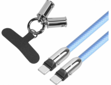 TB 2v1 USB C kabel Lanyard 1m modrý