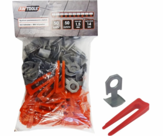 AWTools Systém vyrovnávání dlaždic 7-14mm klíny 50ks + kl...