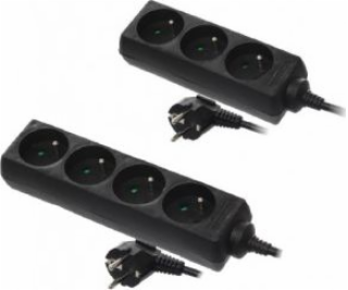 AWTools Domácí prodlužovací kabel černý neuzemněný 4 zásu...