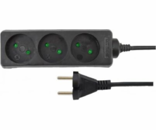 AWTools Domácí prodlužovací kabel černý neuzemněný 3 zásu...