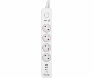 Napájecí lišta KERG s jističem - 4 zásuvky 3USB 16A 1,5 m
