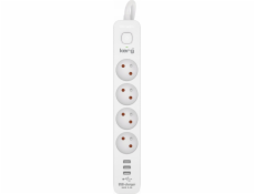 Napájecí lišta KERG s jističem - 4 zásuvky 3USB 16A 1,5 m