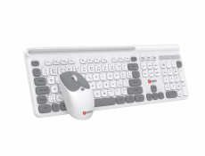 C-TECH klávesnice s myší WLKMC-05W, Bezdrátový set 2.4GHz, CZ, Bílá