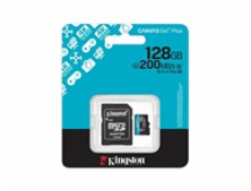 Kingston MicroSDXC karta 128GB Canvas Go! Plus, R:200/W:160MB/s, Class 10, UHS-I, U3, V30, A2 + Adaptér
