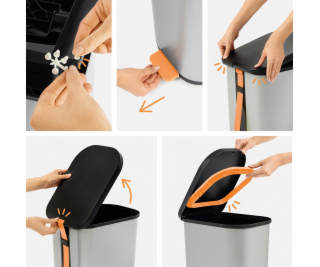 ROTHO Ribo Graphite - odpadkový koš s pedálem – 35l